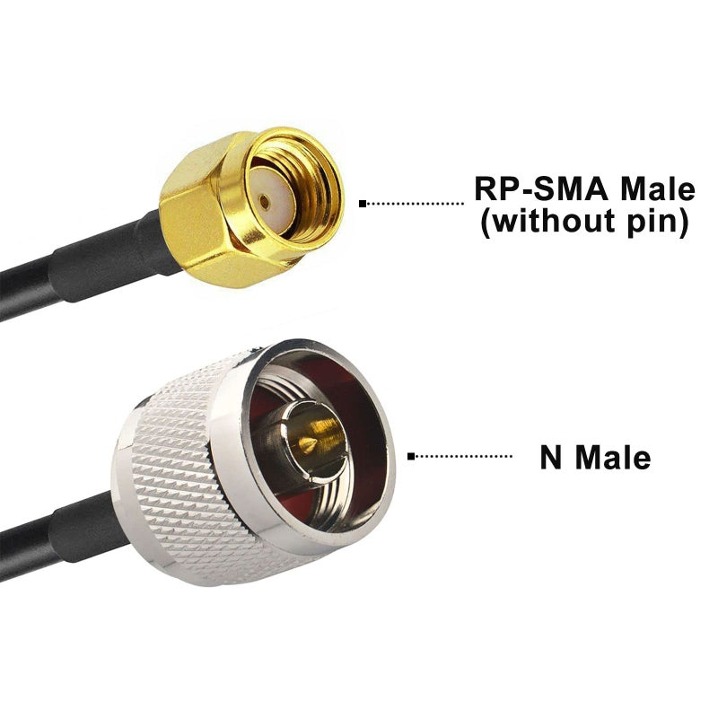 YOTENKO كابل تمديد هوائي واي فاي ذكر إلى ذكر RP-SMA منخفض الفقد كابل موصل RG58 5م/16.4قدم لمكرر واي فاي 3G/4G LTE هوائي LoRa/عامل منجم Bobcat/عامل منجم هيليوم HNT/مانع صواعق - Image 2